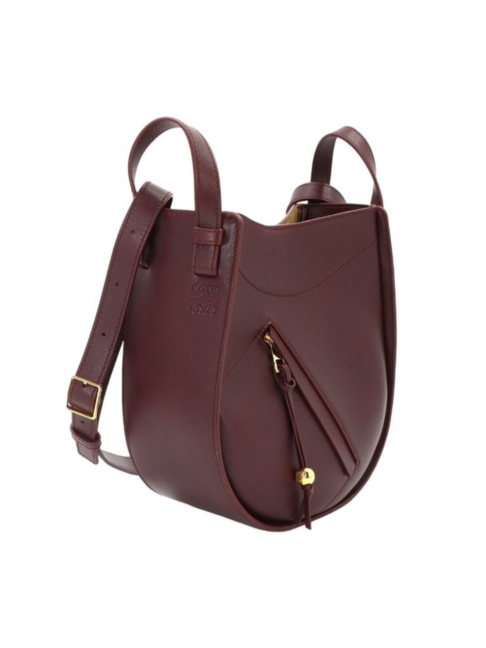 Loewe Hammock Slice 2-Way Bag Leather Bordeaux Gold